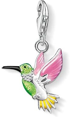 Thomas Sabo Ciondolo Charm "Colibrì" con moschettone, in Argento Sterling 925 e smalto in diversi colori, 1.5 cm