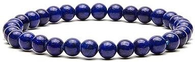 Cubahop Perline Naturali Braccialetto 6mm Ametista Pietra Gemma Braccialetto di Cristallo Perline Fortune Occhio di Tigre Braccialetti di Pietra Gioielli per le Donne e Ragazze (Lapis)