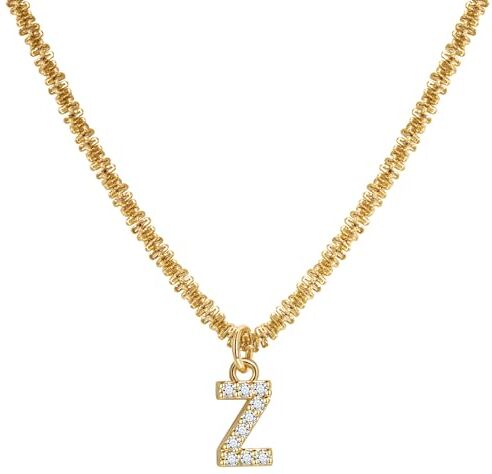 Joo&Rind Collana con ciondolo iniziale in oro Collane francesi con diamanti brillanti Lettera A-Z Collana in oro 18K Catene per collane ipoallergeniche Gioielli da donna e ragazza