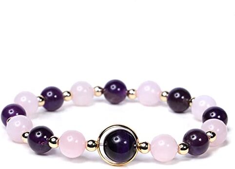 MILAKOO Bracciale in pietra naturale Bracciale Bracciale in quarzo rosa da donna Pietra preziosa di ametista