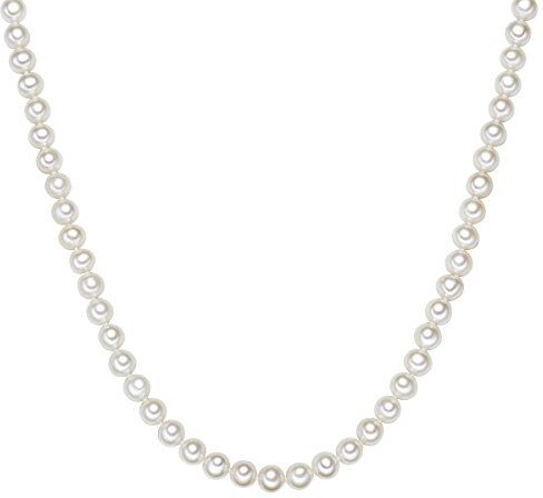 Valero Pearls Collana da donna di alta qualità con perle coltivate d'acqua dolce in circa 7 mm, ovale, in argento Sterling 925, colore bianco, Argento, Perle coltivate d'acqua dolce