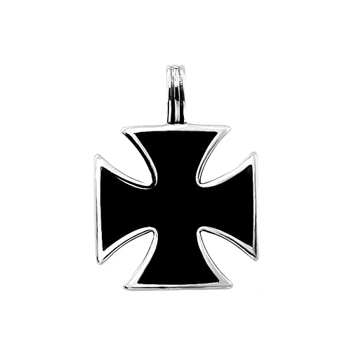BlackAmazement Collana pendente in acciaio inox smaltato 316L croce di ferro celtico argento celtico donna uomo, acciaio inox