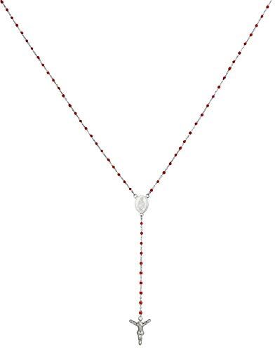 JewelryWe Collana Croce Preghiere in Acciaio Inossidabile, Catenina con Perline, Catena Rosario,Regalo Natale