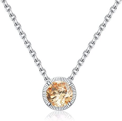 Qings Collana Topazio Giallo Pendente per Donna con Novembre Birthstone Pendente, Collane Girocollo Zirconi Cubici in Argento Sterling 925 con Pietra Portafortuna