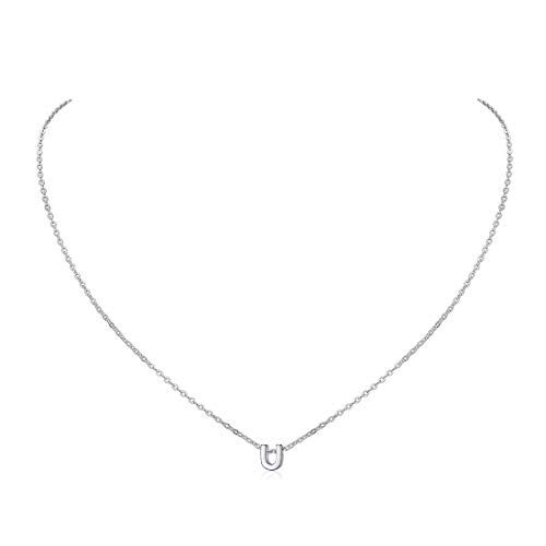 ChicSilver Collanina Donna Sottile Lettera Collana con Iniziale U Collane in Argento con Iniziale U con Confezione Regalo