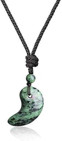 COAI Pendente Unisex Magatama dei Tre Sacri Tesori, Collana regolabile con Ciondolo Giapponese Rubino Zoisite