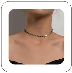 Dervivea Nero Perline Collana Girocollo Boho Stazione Di Cristallo Collana Clavicola Minimalista Cz Perline Collana Girocollo Fiore Toggle Chiusura Collana Catena Gioielli Per Donne E Ragazze