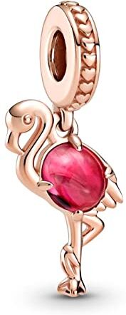 Amuefer Vetro di Murano rosa Fenicottero Charm Compatibili Bracciale Collana Pandora, Argento Sterling Ciondolo Compleanno Natale Gioielli Regali per le Donne Moglie Amici