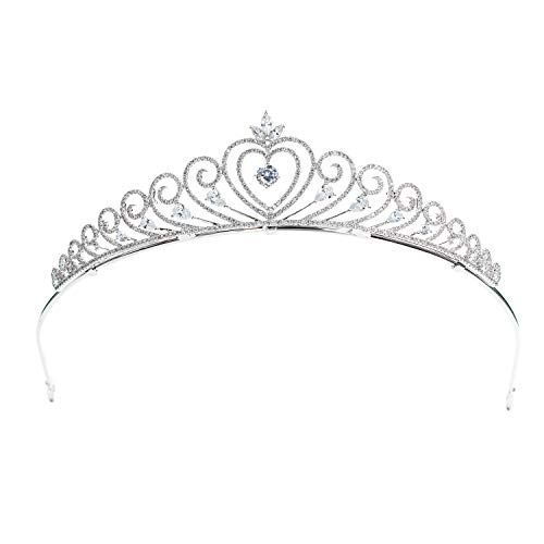 SEPBRIDALS Cuore di cristallo Cubic CZ sposa tiara corona donne accessori per capelli gioielli CH10143