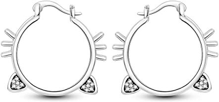 NARMO 925 Sterling Silver Hoop Orecchini per le Donne Carino Cat Orecchini Hoop per le Ragazze Orecchini ipoallergenici