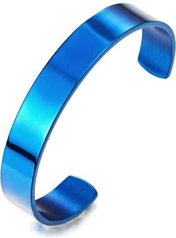 COOLSTEELANDBEYOND 19CM Classico Regolabile Bracciale da Uomo Donna, Braccialetto del Polsino, Colore Blu Lucido