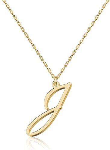 UMAGICBOX Collana con iniziale "J" in oro 18 carati Gioiello personalizzato con lettera per donne, ciondolo artigianale in acciaio inossidabile, regalo per anniversario, compleanno, Natale, Festa della mamma