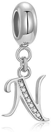 Fantasticharm fits Pandora Bracelet Charm con pendente a forma di lettera dell’alfabeto “A”, in argento Sterling 925 autentico con cristalli. Compatibile con la maggior parte dei braccialetti e delle collane di marche europee Letter N