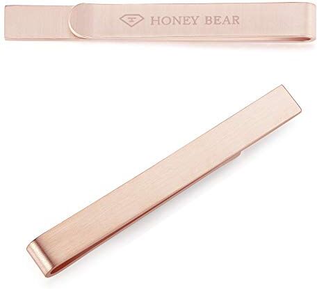 Bear Fermacravatta per Uomo Dimensione Normale Acciaio Regalo di Nozze di Business,5.4cm (Oro Rosa)