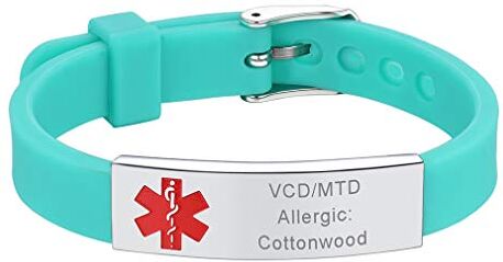 Supcare Medico Emergenza Bracciale Uomo Donna Personalizzato, Braccialetto Incisione Identificativo, Verde Braccialetti Silicone Personalizzabili, 15-21 cm Regolabile Bracciale Salvavita Pazienti