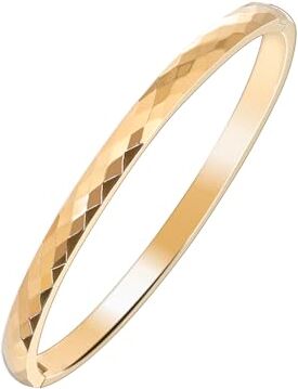 MILAKOO 4 mm Ladies Bangle in Acciaio inox Gioielli Donna Bracciali Liscio Lucido Ovale Bracciale Poligonale Superficie Riflettente (Oro)