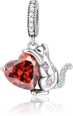 Doyafer 925 argento sterling rubino chaton ciondolo, bracciale fascino per le donne, collana ciondolo, regalo di compleanno amico amore