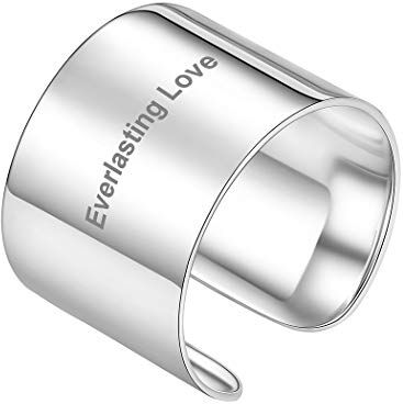 PROSILVER Anelli Personalizzati con Incisione Anello Argento Personalizzato Lucida 15mm Personalizzare Anelli Personalizzabili con Incisione Anelli personalizzati con Nome con Confezione Regalo