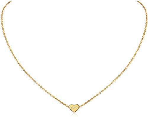 ChicSilver Collana Nome Personalizzabile Argento Donna Placcato Oro, Cindolo Cuore Piccolo Delicato, Collana Amicizia, Catena Clavicolare, Oro Collane Donna