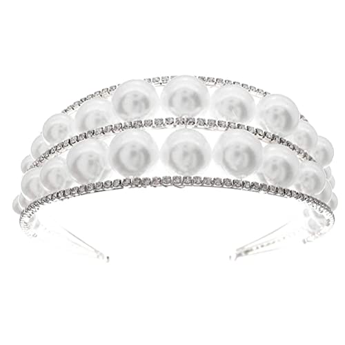 ARTSIM 1pc sposa corona perla fascia ornamento elegante strass copricapo accessorio for capelli (Color : Silver)