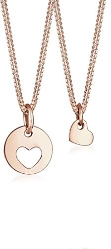 Elli Collana Donne Set Cuore Cut-Out Ciondolo Madre Bambino Amore in Argento Sterlino 925 Placcato Oro Rosa