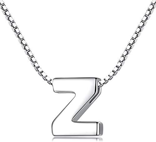 Candyfancy Collana Iniziale Argento 925 Donna Lettera Alfabeto Pendenti Nome A-Z Ciondolo Piccolo Catena 18 Pollice (Catena Ciondolo Lettera Z)