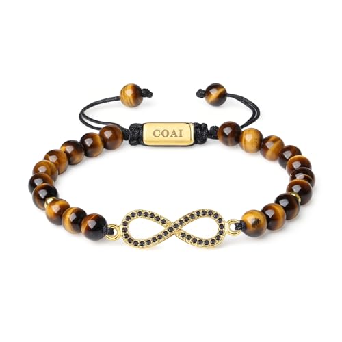 COAI Bracciale Infinity Unisex con Perline di Pietre Dure Naturali e Charm Infinito M