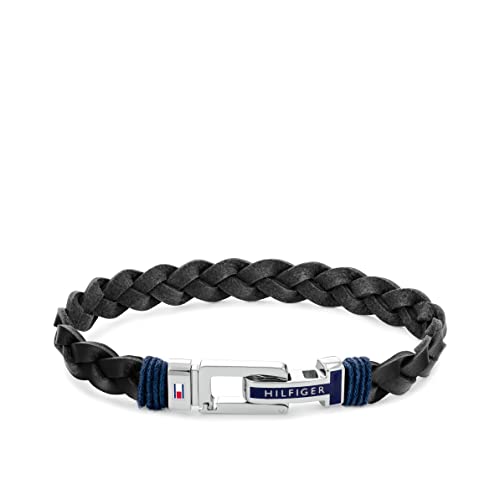 Tommy Hilfiger Jewelry Braccialetto da Uomo In Pelle Nero