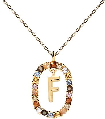 P D PAOLA PDPAOLA Collana Lettera F Argento Sterling 925 Placcato in Oro 18 carati Gioielli per Donna