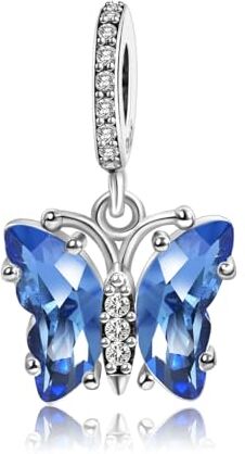 MITSOKU Farfalla blu Charm Bracciale da donna Collana in argento 925 Gioielli Natale, compleanno, Halloween Regalo per ragazze