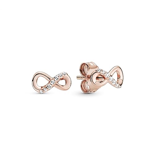 Pandora Orecchini a bottone rosa Infinity Knot.