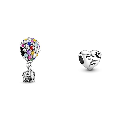 Pandora Charm colgante 798962C01 Globos Disney Up & Charm 799364C00 corazón y trébol plata