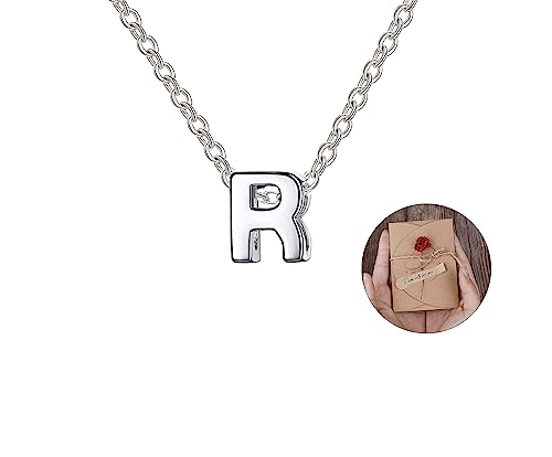 Only Collana da donna con lettera iniziale con Bellissima confezione regalo, in acciaio inossidabile Collana da donna con lettere