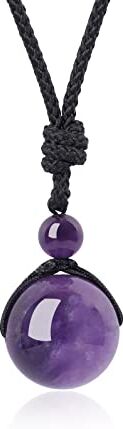 COAI Pendente Sfera in Ametista, Collana Pendente Unisex Bilanciamento Reiki in Pietre Mala con Laccio Regolabile