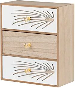 Adda Home Portagioie, impiallacciatura Paulownia/Pino/MDF, naturale/bianco/oro, 24 x 12 x 29 cm