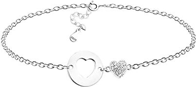 Sofia Milani Bracciale da Donna in Argento 925 con Pietra Zircone Ciondolo a Cerchio Cuore