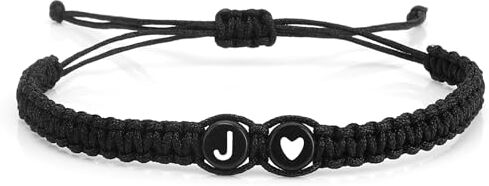 GuardiaTech Bracciale con Iniziale, Bracciale con Lettera per Fidanzato Fidanzate Coppie, Bracciale Unisex, Bracciale Nome Personalizzato, Bracciale Lettera Bracciale Fatto a Mano con Filo Intrecciato-J