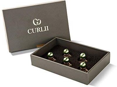 CURLII 5 Perle con Spirale Gioielli per Capelli da Sposa Edizione d'oro 24k Verde