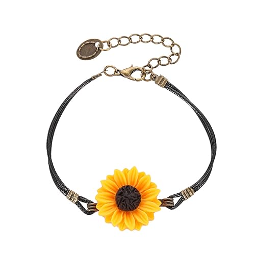 JUSTUSNX Braccialetto di girasole, bracciale regolabile, gioielli adatti per ragazze e signore