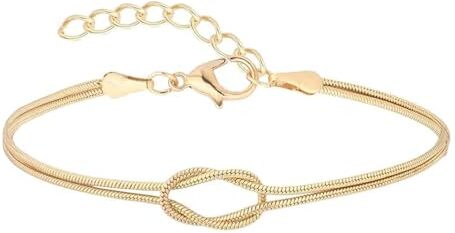 CEAeis Bracciale infinito con catena serpente e nodo d'amore, bracciale con nodo madre figlia, bracciale amicizia infinito amore per sempre, bracciale con nodo d'amore per le donne (Gold)