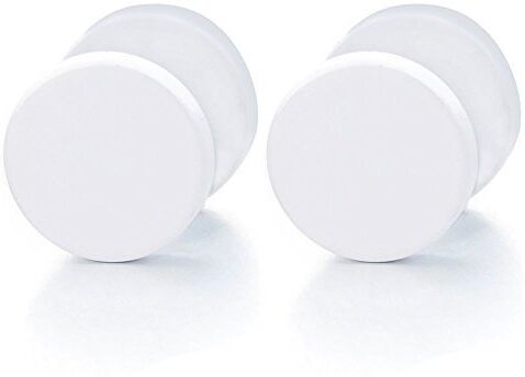 COOLSTEELANDBEYOND 12MM Bianco Cerchio Orecchini da Uomo Donna, Finto Dilatatore Fake Cheater Plug Gauges, Acciaio Inossidabile, 1 Paio