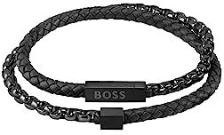 Boss Jewelry Braccialetto In Pelle da Uomo Collezione Blended Nero - 1580150M