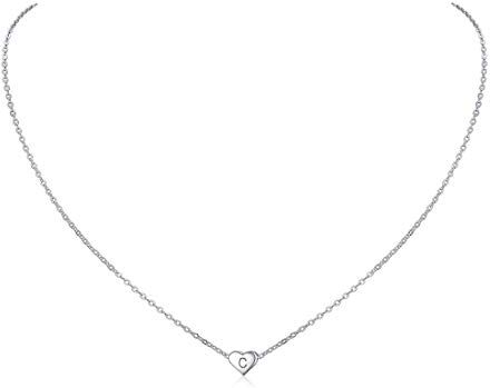 ChicSilver Collana Donna Argento 925 con Lettera C, Collana con Ciondolo Cuore Iniziali, Collane Argento Donna Chocker Girocollo con Confezione Regalo