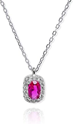 ALCHIMISTA JEWELS Punto Luce Collana Donna Argento 925 Zircone Rosso Rubino Taglio Princess Lunga 45 cm Con Scatola Per Idea Regalo Alta Qualità