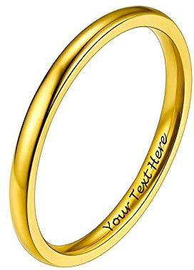 PROSTEEL Anello Uomo Personalizzabile Acciaio Inossidabile Anello A Fascia Uomo Personalizzabile Oro Miusra 09 (Dia 15,7mm), Anello Unisex con Confezione Regalo