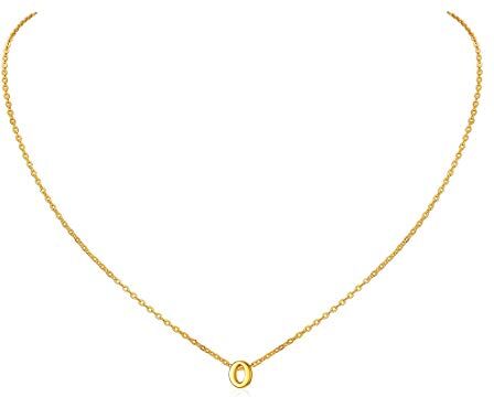 ChicSilver Collanina Donna Sottile Argento Collana con Iniziale O Collane Placcato Oro in Argento con Iniziale O con Confezione Regalo