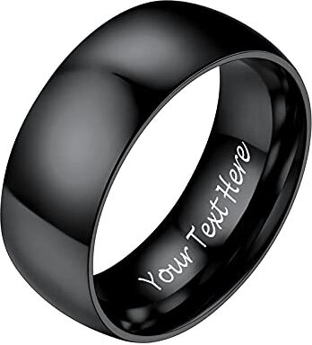 PROSTEEL Anello Uomo Personalizzabile Acciaio Inossidabile Anello A Fascia Uomo Personalizzabile Nero Miusra 12 (Dia 16,5mm), Anello Unisex con Confezione Regalo