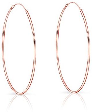 DTPsilver Orecchini Donna Cerchio Grande Orecchini Cerchio Argento 925 Placcato Oro Rosa Orecchini Oro Rosa Cerchio Spessore 1.2 mm Diametro 70 mm