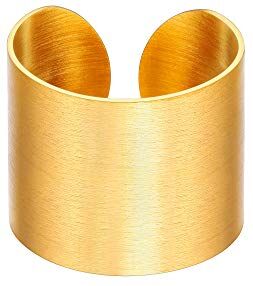 PROSTEEL Anello Aperto Donna Uomo Filigrana Semplice Unisex, Acciaio Placcato Oro, Largo 17 mm, Misura Regolabile 12-27, Stile Hip Hop Punk, Oro (con Confezione)