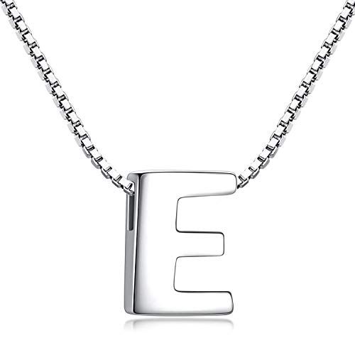 Candyfancy Collana Iniziale Argento 925 Donna Lettera Alfabeto Pendenti Nome A-Z Ciondolo Piccolo Catena 18 Pollice (Catena Ciondolo Lettera E)